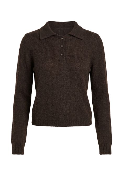 Des Petits Hauts Women's Billie Ourson Dark Brown Superfine Alpaca Polo Sweater Des Petits Hauts |  | 1H26005507177